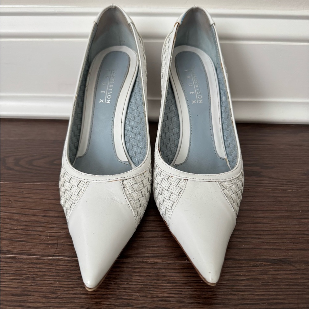 Lambertson Truex White Textured Women's Heels (size 36.5)